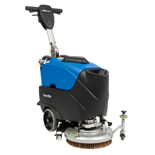 Powr-Flite Predator 14” Battery-Powered Floor Scrubber | Commercial Automatic Hard Floor Cleaner with Onboard Charger & Quiet 68 dBA Operation – PAS14G