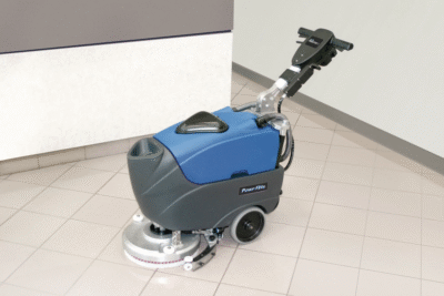 Powr-Flite Predator 14” Battery-Powered Floor Scrubber | Commercial Automatic Hard Floor Cleaner with Onboard Charger & Quiet 68 dBA Operation – PAS14G