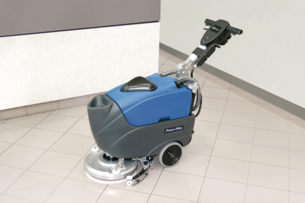 Powr-Flite Predator 14” Battery-Powered Floor Scrubber | Commercial Automatic Hard Floor Cleaner with Onboard Charger & Quiet 68 dBA Operation – PAS14G